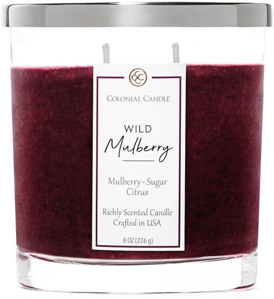 Colonial Candle Wild Mulberry Scented Candle Jar, Highly Fragranced Candles for Home Scented, Mottled Wax Candle, 2 Wick, 8 oz - Made in The USA