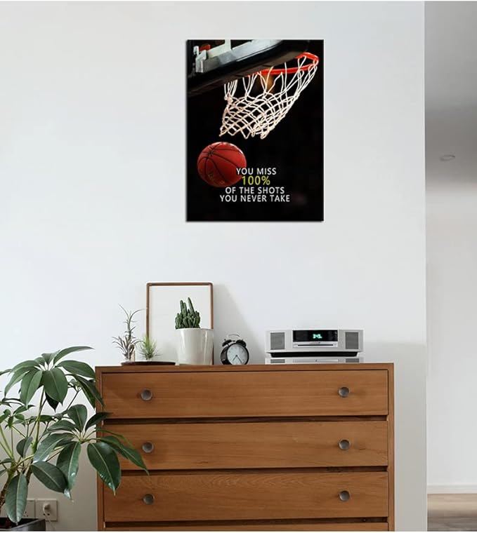 Motivational Sports Star Quotes Canvas Wall Art Inspirational Positive Affirmation Poster Decor Print Modern Inspiring Picture Painting Framed Artwork for Office Home Wall Decor[18''W X 24''H]