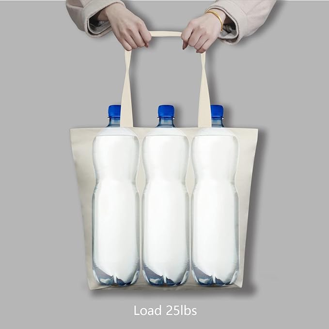 TOPDesign 6-Pack Canvas Tote Bags with Magnetic Snap, Reusable Grocery Shopping Bags, DIY Your Creative Designs