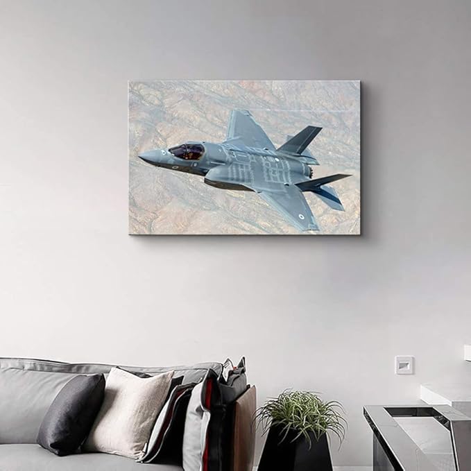 Aviation Decor F-35 Lightning II Fighter Airplane Wall Art Jet Poster Airplane Wall Decor Airplane Painting Airplane Pictures Wall Art Aviation Art Military Wall Art for Boys Room Decor (12''Hx18''W)