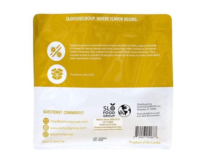 Slofoodgroup Ceylon Cinnamon Sticks - Pure Ceylon Cinnamon Quills 5 Inch Cut Cinnamon Spice from Sri Lanka, True Cinnamon - Cinnamomum Verum, 12 OZ.