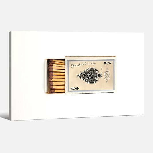 Retro Matches Poker Canvas Posters Vintage Ace of Spades Playing Cards Matchbox Wall Art 16x24 inch Framed Trendy Preppy Wall Decor Funky Aesthetic Prints for Living Room