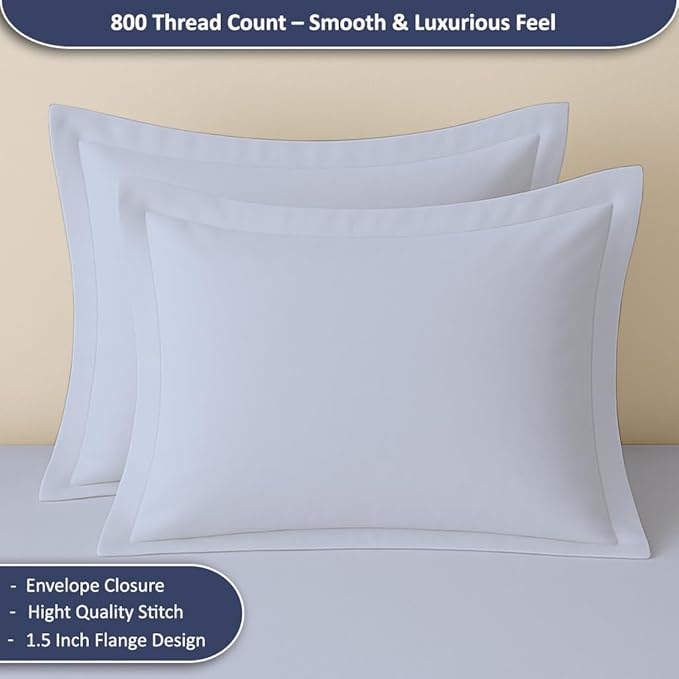 eBeddy Linens Light Blue Solid Duvet Cover Set Super Queen 98x90 Size 800 TC Certified Egyptian Cotton Luxury Soft & Breathable Comforter Cover and 2 Pillow Sham with Zipper Closer & Corner Ties