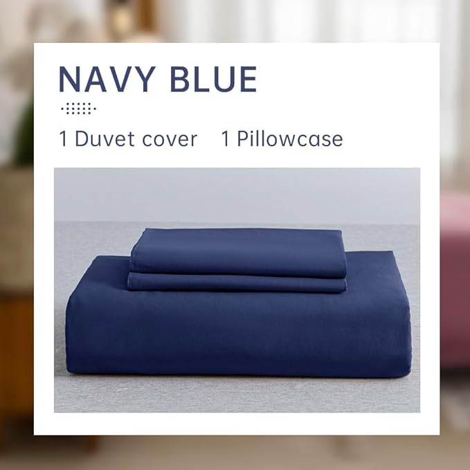 JELLYMONI Navy Blue Duvet Cover King Size - 100% Washed Cotton Linen Like Textured Comforter Cover, 3 Pieces Lightweight Soft Bedding Set with Zipper Closure (Navy Blue, King 104"x90")