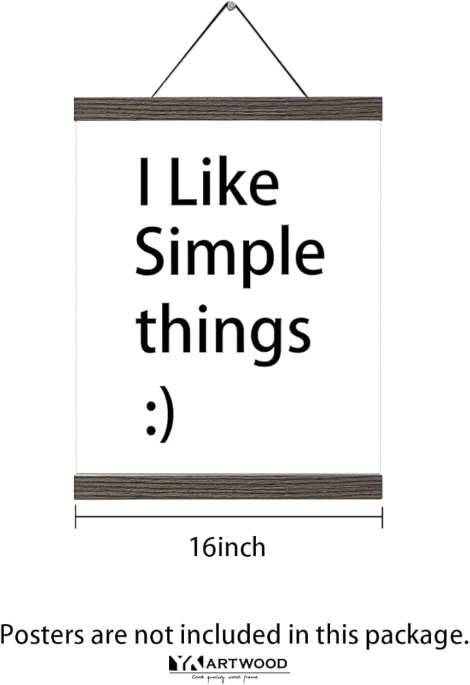 16x20 16x24 Poster Frame, Magnetic Light Wood Wooden Frame Frames Hanger for Photo Picture Canvas Artwork Wall Hanging (3 Pack, 16", Brown)