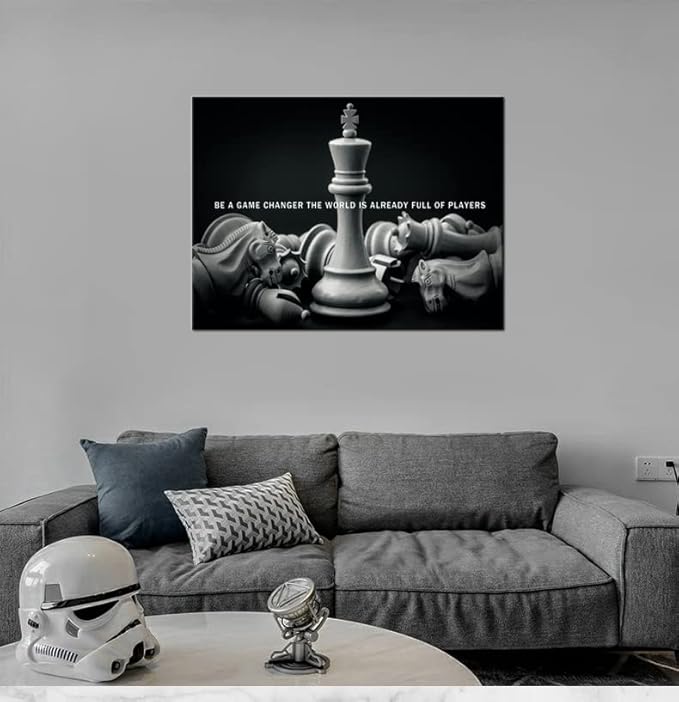 Motivational Wall Art Be A Game Changer The World Is Already Full Of Players International Chess Inspirational Poster Canvas Painting Prints Wall Pictures for Home Decor Framed Artwork [30''W x 40''H]