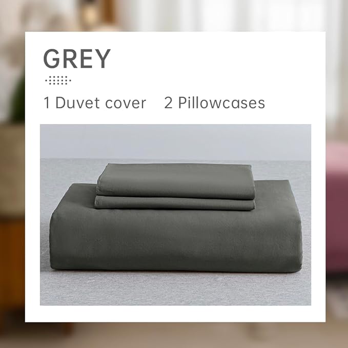 JELLYMONI Gray Duvet Cover King Size - 100% Washed Cotton Linen Like Textured Comforter Cover, 3 Pieces Lightweight Soft Bedding Set with Zipper Closure (Dark Gray, King 104"x90")