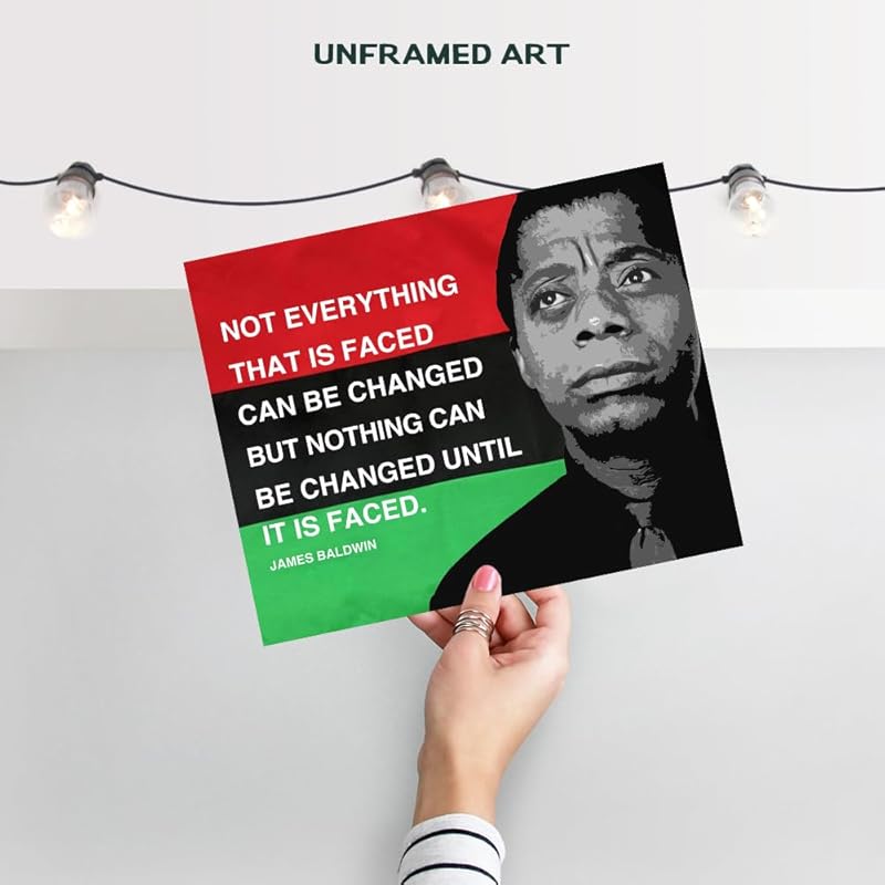 James Baldwin Quote Black History Wall Art - 11x14 Inspirational African American Decor - Civil Rights Motivational Poster - Black History Month Home Office Decoration - Powerful Message Print