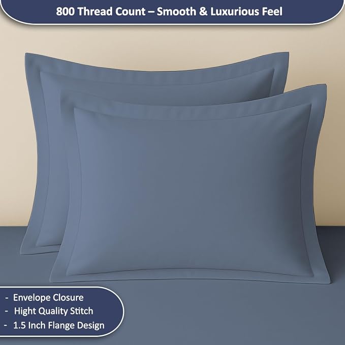 eBeddy Linens Lake Blue Solid Duvet Cover Set King XL 116x98 Size 800 TC Certified Egyptian Cotton Luxury Soft & Breathable Comforter Cover and 2 Pillow Sham with Zipper Closer & Corner Ties