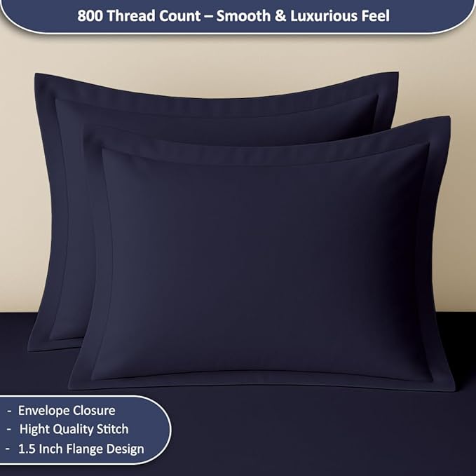 eBeddy Linens Duvet Cover Set Twin/Twin XL Size 68x90 Inch Certified Egyptian Cotton Soft and Lightweight 3 Pieces (1 Comforter Cover & 2 Pillowcase) Zipper Closure & Corner Ties, Navy Blue Solid