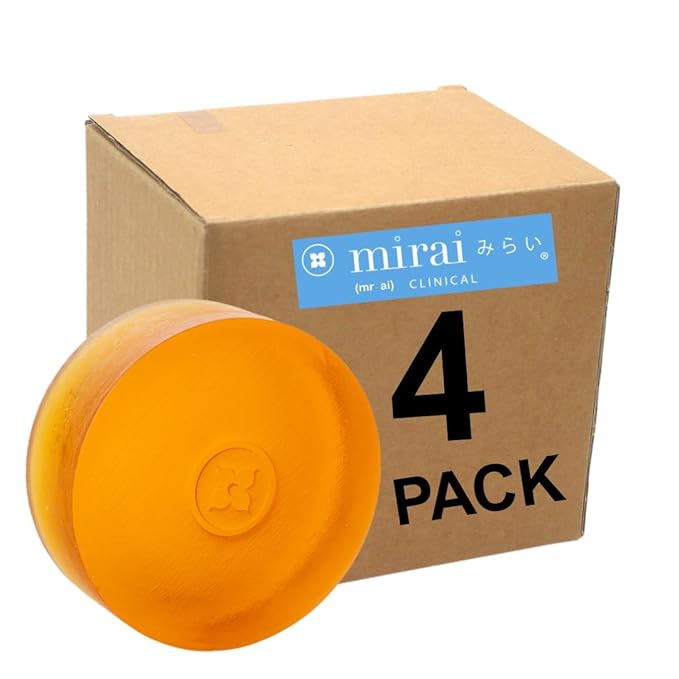 Mirai Clinical Persimmon Soap Bar for Body Odor (Pack of 4 – 100g Each) – Eliminates Nonenal Aging Odor - Deodorizing and Purifying, Japanese Natural Body Odor Soap - Gentle on All Skin Types