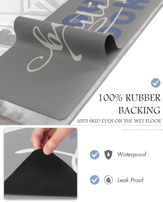 MontVoo-Bath Mat-Bathroom Mat Rug Non Slip Super Absorbent Stain Resistant Quick Dry Thin Bathroom Rug-Bath Mats for Bathroom Floor Bathtub Vanity-24 x35 Blue-Look