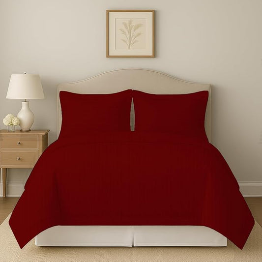 eBeddy Linens Luxury Burgundy Striped Duvet Cover Set King XL 116x98 Size 800 TC Certified Egyptian Cotton Luxury Soft & Breathable Comforter Cover with Zipper Closure & Corner Ties