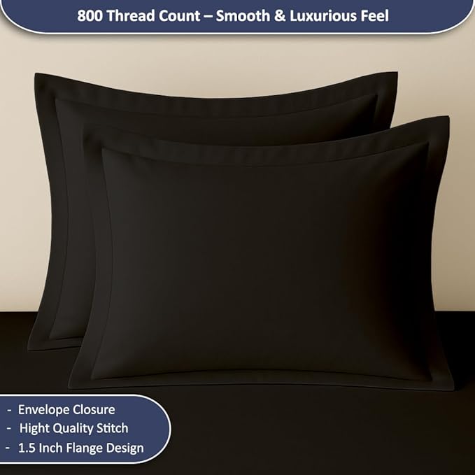 eBeddy Linens 800 TC Ultra Silky Soft Egyptian Cotton Alaskan King 132x120 Size 3-Pieces Duvet Cover Hidden Zipper Closer & Corner Ties Durable and Fade Resistant, Black Solid