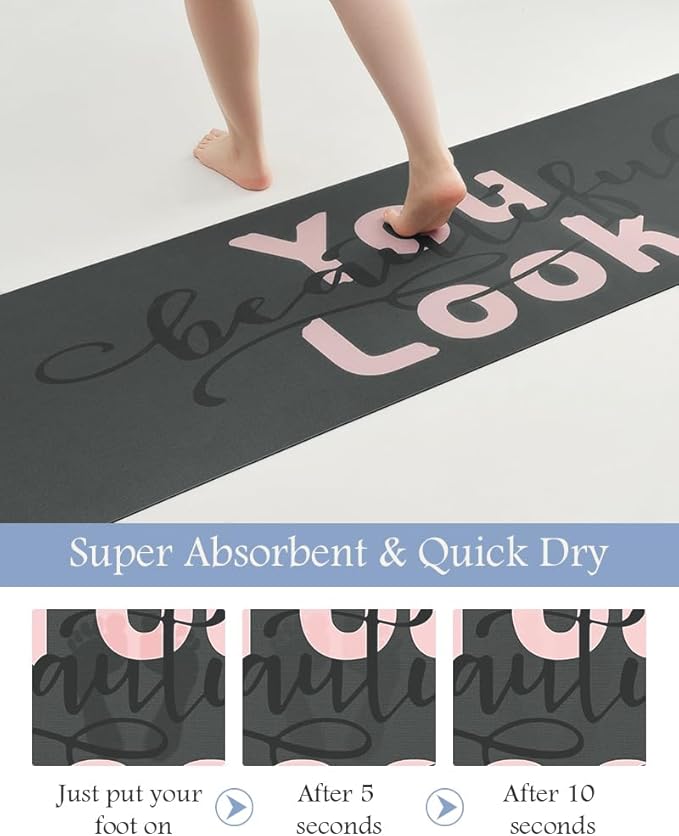 MontVoo-Bath Mat Rug Long Non Slip Super Absorbent Bathroom Runner Stain Resistant Quick Dry Thin Bathroom Mat Fit Under Door-17"x70",Pink