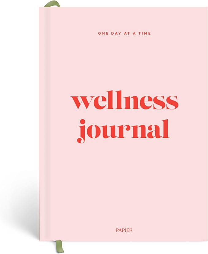 Papier Daily Wellness Journal Diary - Baby Pink, 8.46" L x 6.02" W | Hardback Cover Wellbeing, Gratitude & Mindset Diary for Personal Growth, Mindfulness & Reflection | Track Goals, Sleep & Lifestyle
