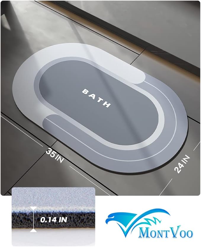 MontVoo Bath Mat - Non Slip, Quick Dry, Stain Resistant Bath Mat Rug for Bathroom Floor - Easy Care Shower Rug for Outside Bathtub - 24"x35" Blue