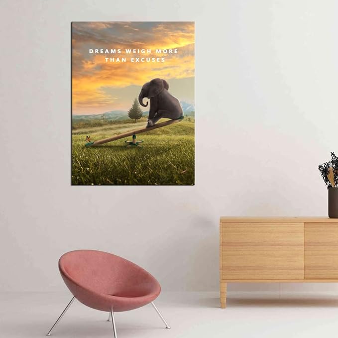 Motivational Canvas Wall Art Inspirational Poster Inspiring Quote Dreams Weigh More Than Excuses Picture Home Office Decor Painting Framed and Stretched Ready to Hang [30''W x 40''H]