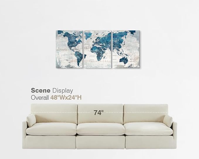 Living Room Wall Art Office Pictures Wall Decor for Bedroom Canvas World Map Art Kitchen Decor Framed Paintings for Wall Decorations