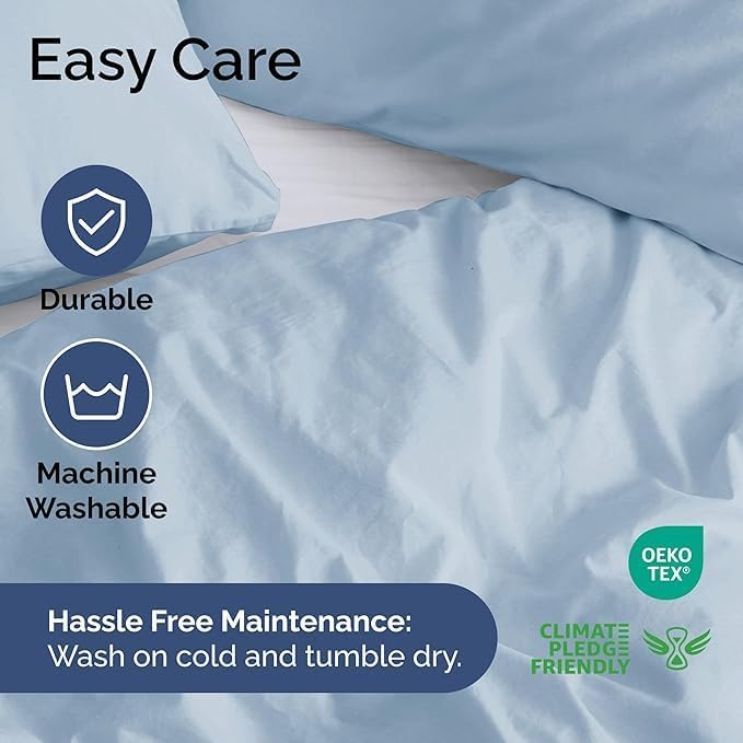 Duvet Cover King Size Set - Extra Soft King Size Duvet Cover 104 x 90 with 2 Pillow Shams - Hotel Luxury, Easy Care and Fade Free w/Zipper Closures & Ties - Comfy Breathable Bedding Set (Sky Blue)