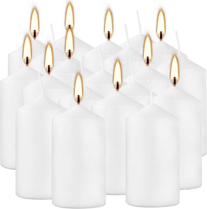 2"x4" High White Pillar Candles, Set of 20, Unscented. Bulk Buy. Ideal for Wedding, Emergency Lanterns, Spa, Aromatherapy, Party