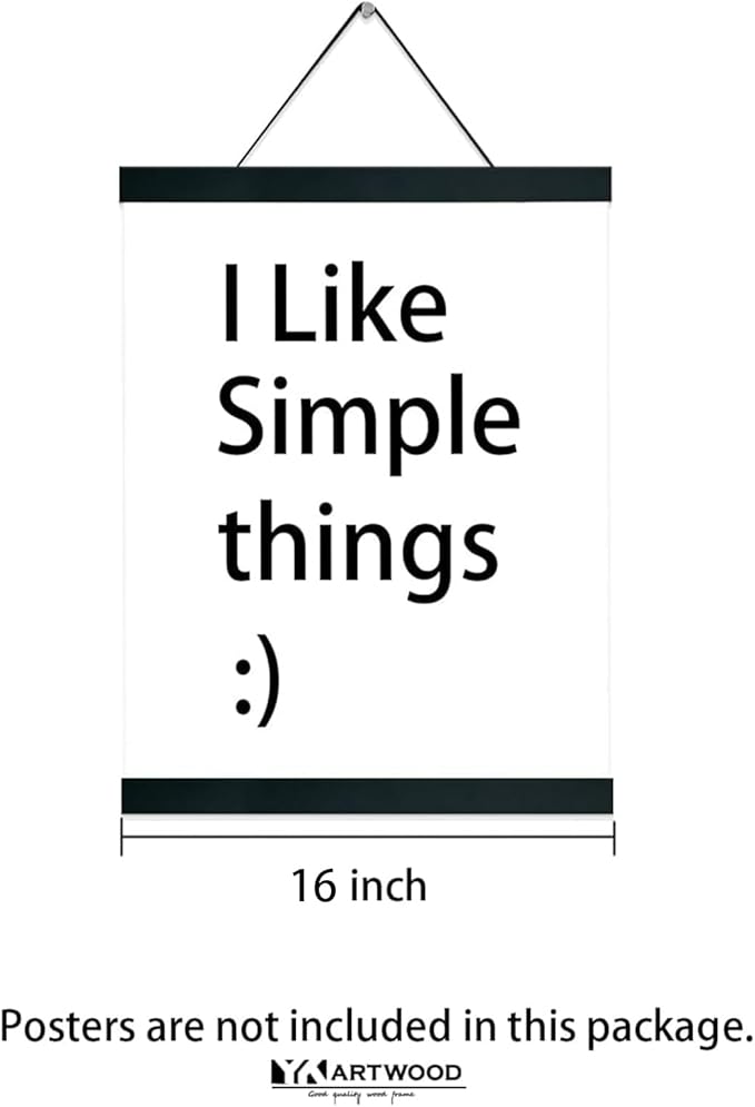 4 Pack Magnetic Poster Hanger Frame 16 inch Black- 16x24 16x22 16x20 Poster Frame for Wall Art Pictures Photos Prints Maps Diamond Art Painting