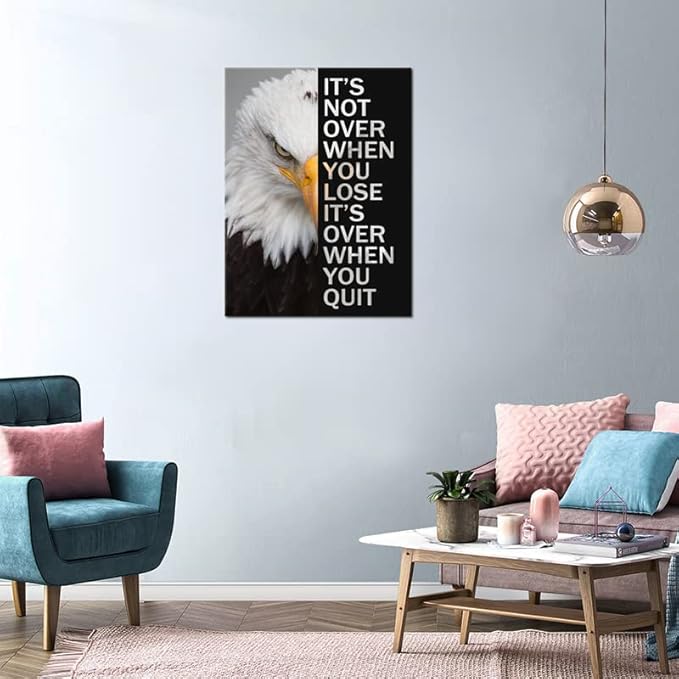 Animal Motivational Canvas Wall Art Animal Inspirational Poster Eagle Print Picture Painting Modern Affirmative Inspiring Artwork for Home Living Room Office Decor Ready to Hang [30''W x 40''H]