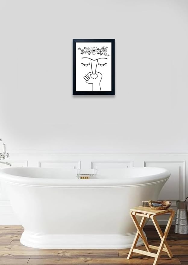 Bathroom Wall Art Funny Bathroom Wall Decor Humorous Guest Toilet Art Decor Modern Minimalistic Black and White Canvas Print Artwork