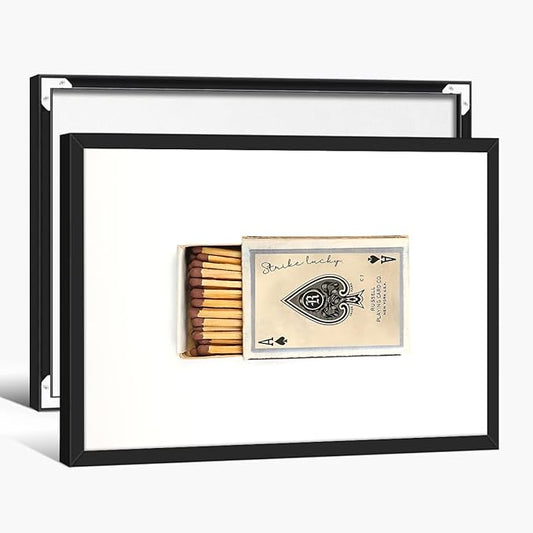 Retro Matches Poker Canvas Posters Vintage Ace of Spades Playing Cards Matchbox Wall Art 08x10 inch Black Framed Trendy Preppy Wall Decor Funky Aesthetic Prints for Living Room