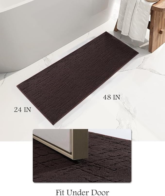 AMOAMI-Bath Mat-Absorbent Quick Dry Bathroom Floor Mats-Washable Rubber Backing Bath Mats for Bathroom Rugs Fit Under Door-Bath Rug for in Front of Sink Bathtub Shower Room, Brown 24''x48''