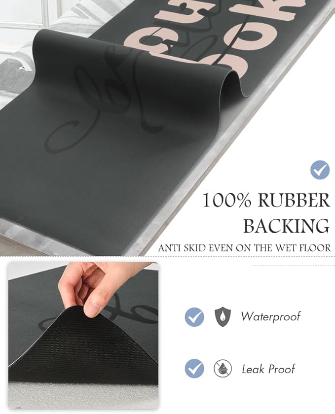 MontVoo-Bath Mat Rug Long Non Slip Super Absorbent Bathroom Runner Stain Resistant Quick Dry Thin Bathroom Mat Fit Under Door-24"x70",Pink