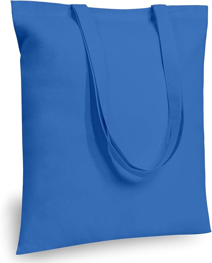 TOPDesign 6-Pack Economical 16"x15" Ocean Blue Cotton Tote Bags, Lightweight Medium Reusable Grocery Shopping Cloth Bags, Suitable for DIY, Advertising, Promotion, Gift, Activity