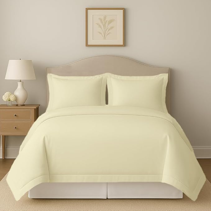 eBeddy Linens 800 TC Ultra Silky Soft Egyptian Cotton Alaskan King 132x120 Size 3-Pieces Duvet Cover Hidden Zipper Closer & Corner Ties Durable and Fade Resistant, Ivory Solid