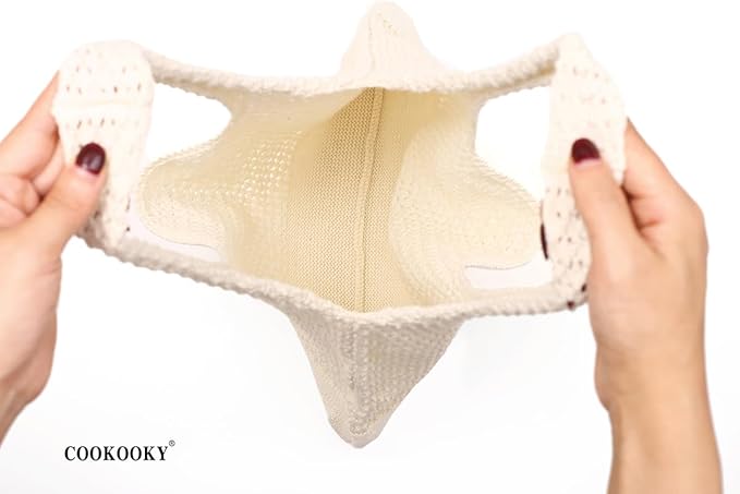 COOKOOKY Crochet Beach Tote bag Summer Beach Bag for Women Aesthetic Mesh Tote Bag Hippie Bag Knit Bag