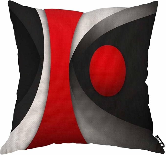 AOYEGO Geometric Black White Oval Circle Throw Pillow Cover Shape Overlap Round Geometric Creative Simple Ellipse Pillow Case 18x18 Inch Decorative Men Women Room Cushion Cover for Home Couch