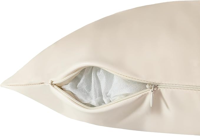 Faux Leather Throw Pillow Covers 18X18 Inch Beige Outdoor Modern Farmhouse Solid Decorative Pillow Covers for Room Couch Living Bedroom Bed Sofa