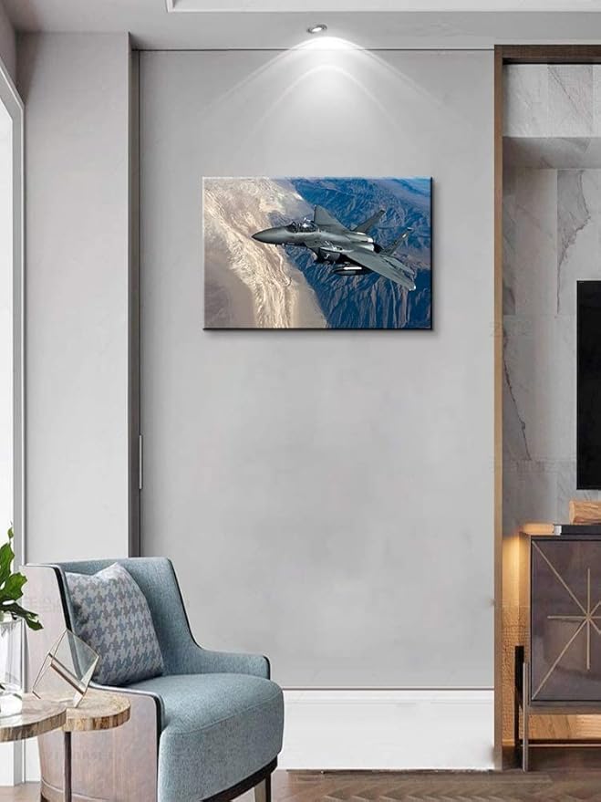 Mistyefly Airplane Wall Art Aviation Wall Art F-15e Strike Eagle Wall Decor Airplane Canvas Art Military Poster Fighter Jet Art Aviation Poster Aircraft Artwork for Bedroom Decor (12''Hx18''W)