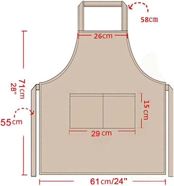 Total 6PCS Red Aprons Bulk for Women Unisex Plain Colour Bib Aprons with 2 Front Pockets Washable Apron for Painting Cooking Baking Kitchen Restaurant Crafting