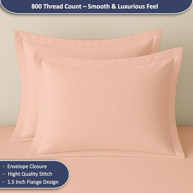 eBeddy Linens Duvet Cover Set Queen Size 90x90 Inch 100% Cotton Soft and Breathable 3 Pieces (1 Duvet Cover & 2 Pillow Shams) Premium Bedding Collection Zipper Closure & Corner Ties, Blush Solid