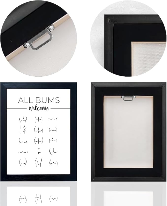 Funny Wall Decor: Black and White Framed Bathroom Picture - Modern Minimalistic Canvas Print - Toilet Art
