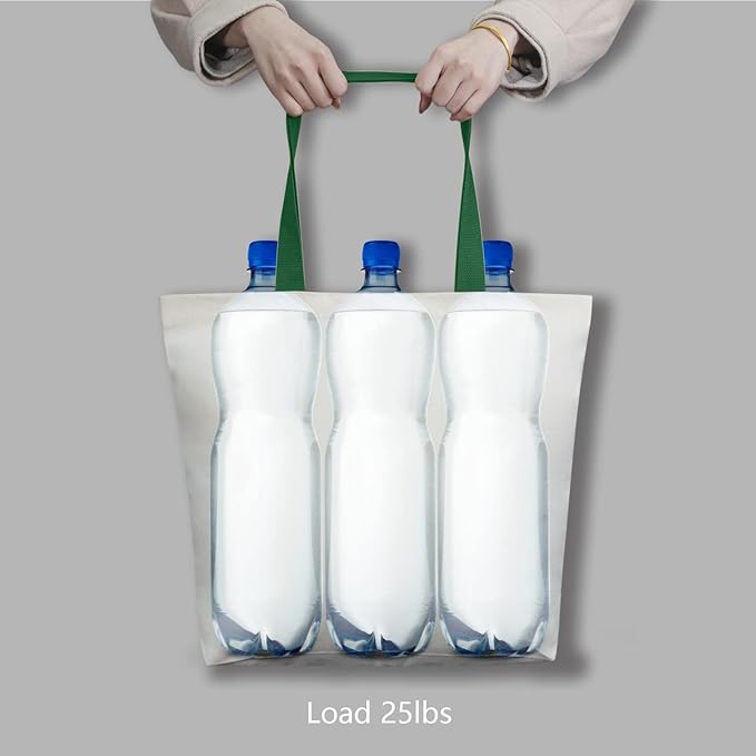 TOPDesign 2-Pack Canvas Tote Bags with Magnetic Snap, Reusable Grocery Shopping Bags, DIY Your Creative Designs