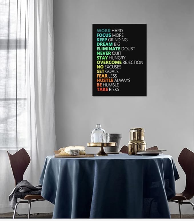 WYJZDZQ8 Motivational Poster Inspirational Canvas Wall Art Motivation Canvas Prints Artwork for Office Living Room Gym Modern Home Decor Painting Stretched and Framed Ready to Hang [18''Wx 24''H]