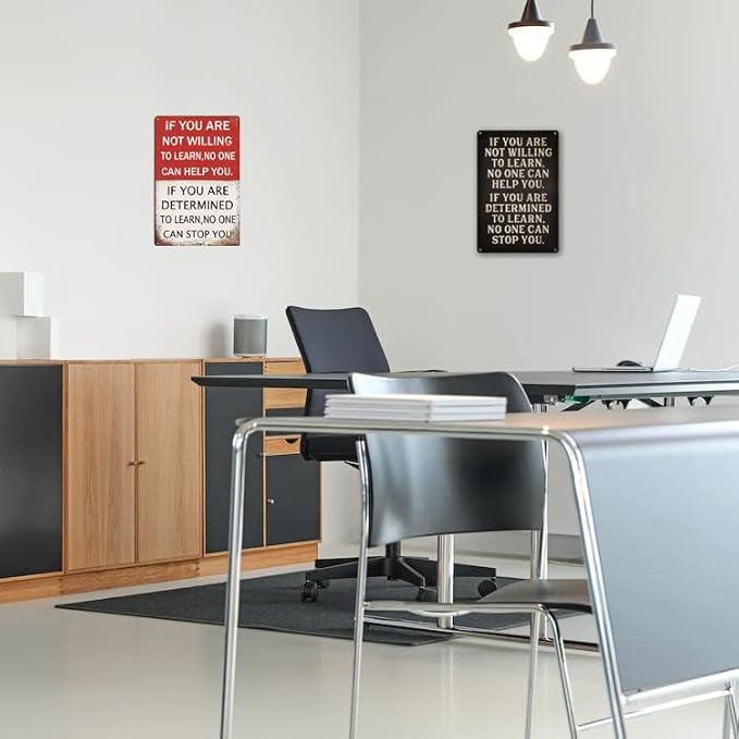 Vintage Motivational Wall Art Office Metal Decor Office Tin Signs Funny Inspirational Decor If You Are Not Willing To Learn Inspirational Posters For Women 8x12 Inch