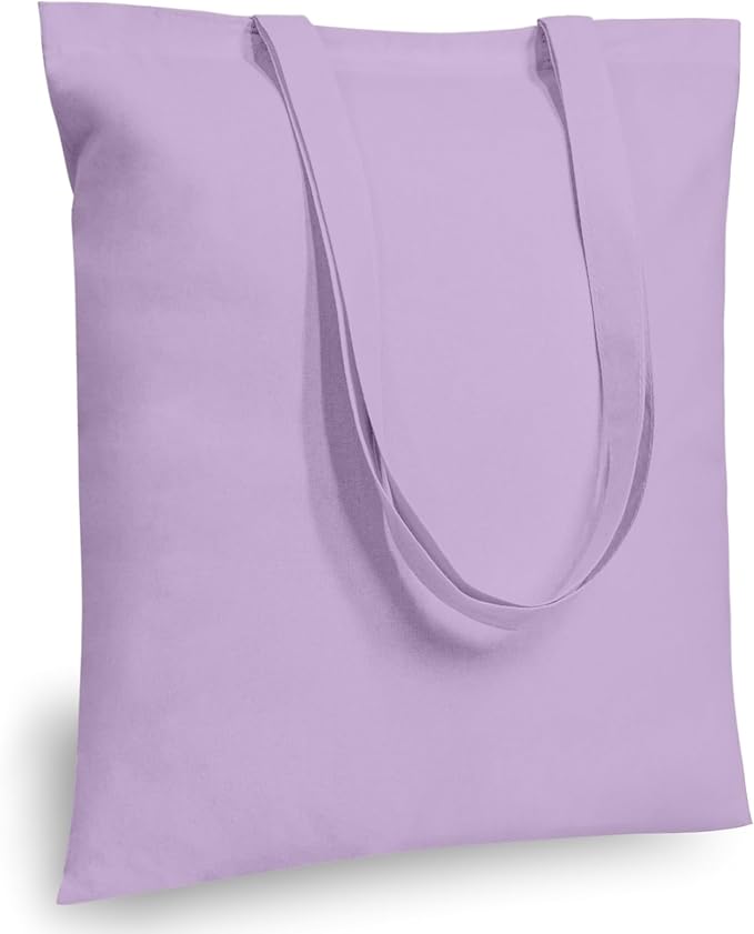 TOPDesign 24-Pack Economical 16"x15" Lavender Cotton Tote Bags, Lightweight Medium Reusable Grocery Shopping Cloth Bags, Suitable for DIY, Advertising, Promotion, Gift, Activity