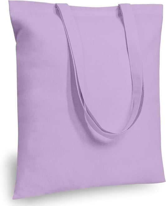 TOPDesign 24-Pack Economical 16"x15" Lavender Cotton Tote Bags, Lightweight Medium Reusable Grocery Shopping Cloth Bags, Suitable for DIY, Advertising, Promotion, Gift, Activity