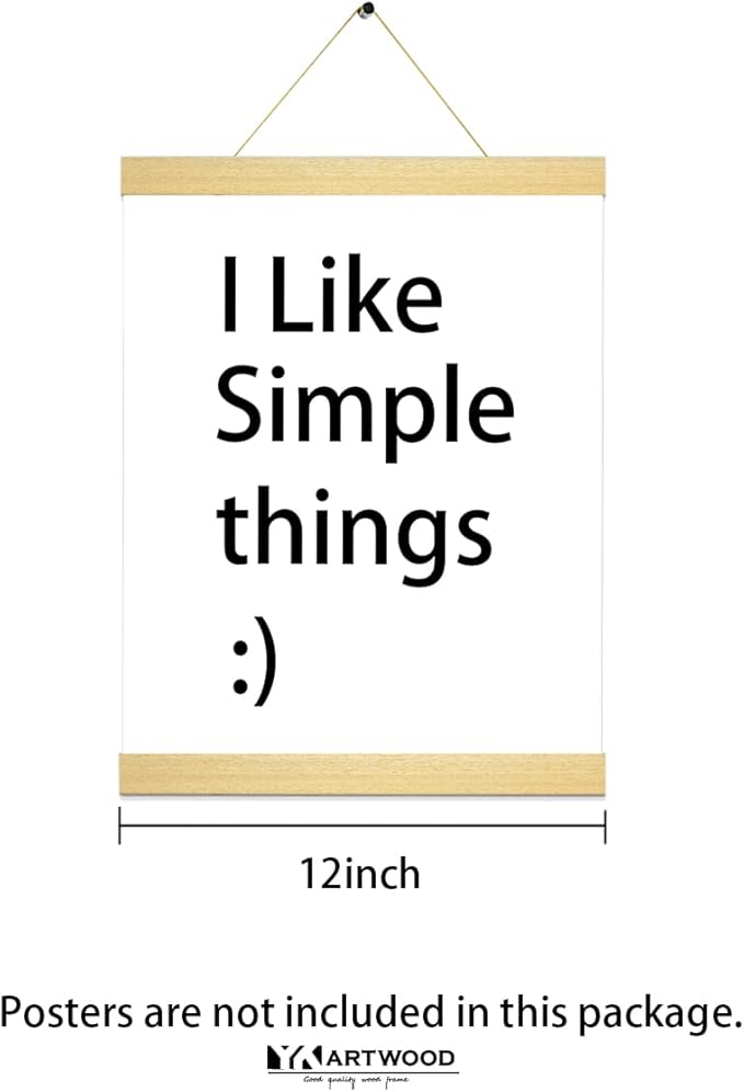 3 Pack Magnetic Poster Hanger Frame Natural Wooden Color 12x16 12x18 12x20 12x24 Poster Frame for Photo Picture Art Canvas Print Artwork Wall Hanging,Teak Wood 12''