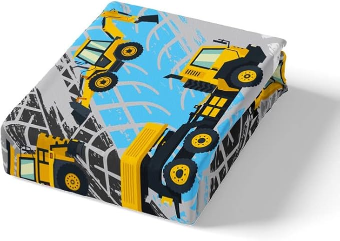 Feelyou Construction Duvet Cover Set Excavator Tractor Truck Comforter Cover for Kids Boys Girls Construction Vehicle Bedding Set 1 Duvet Cover & 1 Pillowcase