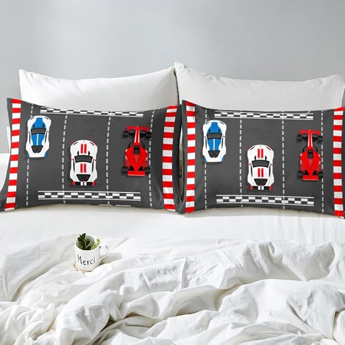 Feelyou Race Car Duvet Cover Set for Kids Boys Teens Extreme Sports Comforter Cover Sports Car Bedding Set 1 Duvet Cover & 1 Pillowcase