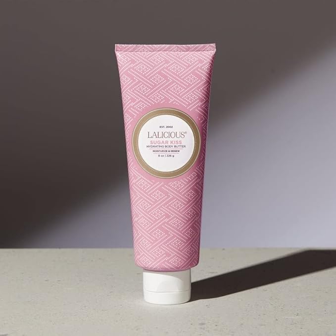 LALICIOUS Sugar Kiss Body Butter - Hydrating Body Moisturizer with Shea Butter, Cucumber Extract & Apricot Oil, No Parabens (8 Ounces)