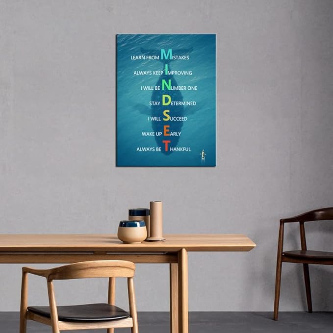 Motivational Canvas Wall Art for Office Whale Inspirational Entrepreneur Quotes Mindset Poster Print Artwork Painting Picture for Framed Home Decoration Living Room Ready to Hang [18''W X 24''H]